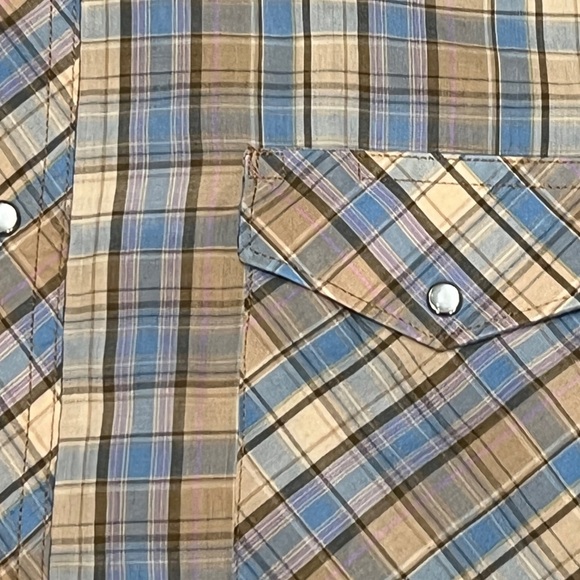Wrangler Multicolor Plaid Shirt Rockabilly Pearl Snap Button Down Rancher Shirt - Picture 3 of 6